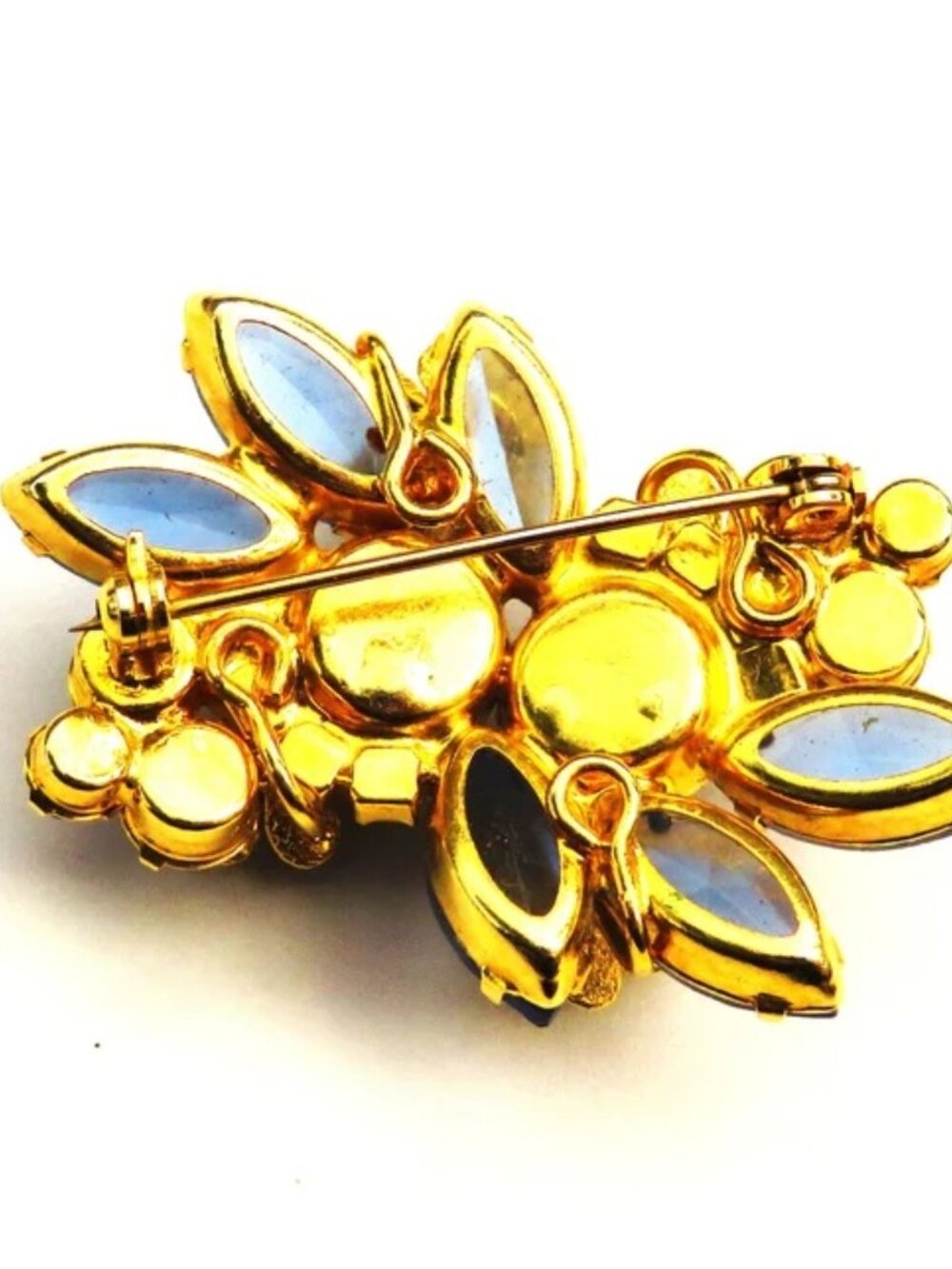 Juliana D & E Blue Aurora Borealis Rhinestone Brooch - Picture 7 of 7